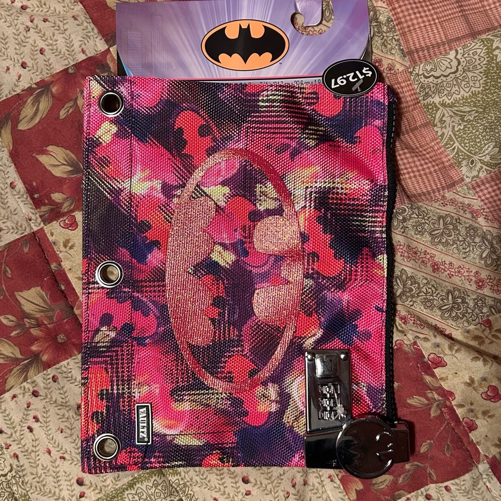 Batman Pink and Black Pencil Pouch